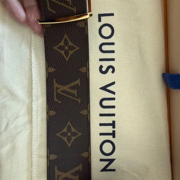 Louis Vuitton Monogram Brown Leather Belt with Gold Hardware - Picture 3 of 12
